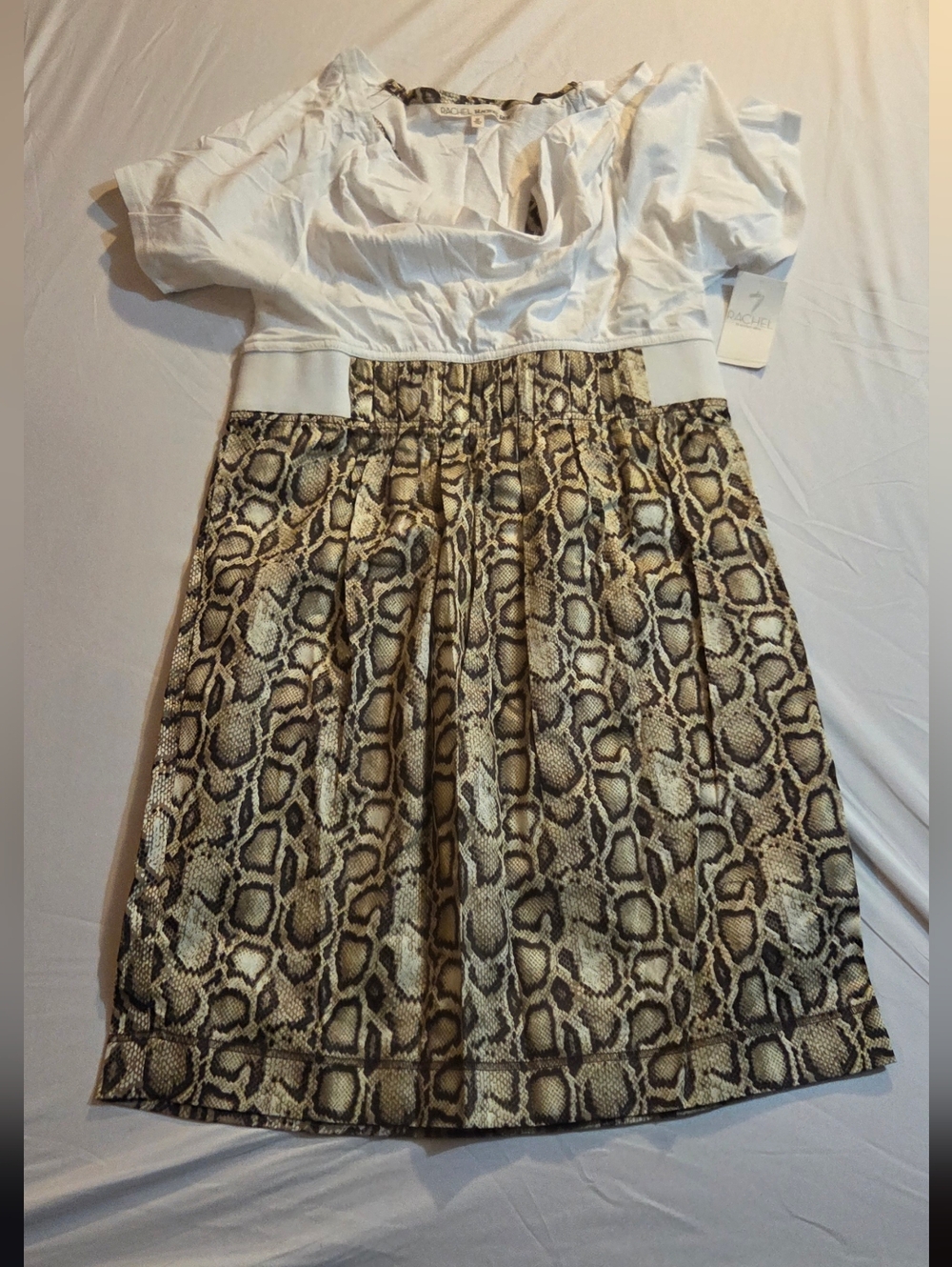 NWT RACHEL Rachel Roy Snakeskin Print Mixed Media Dress Size M